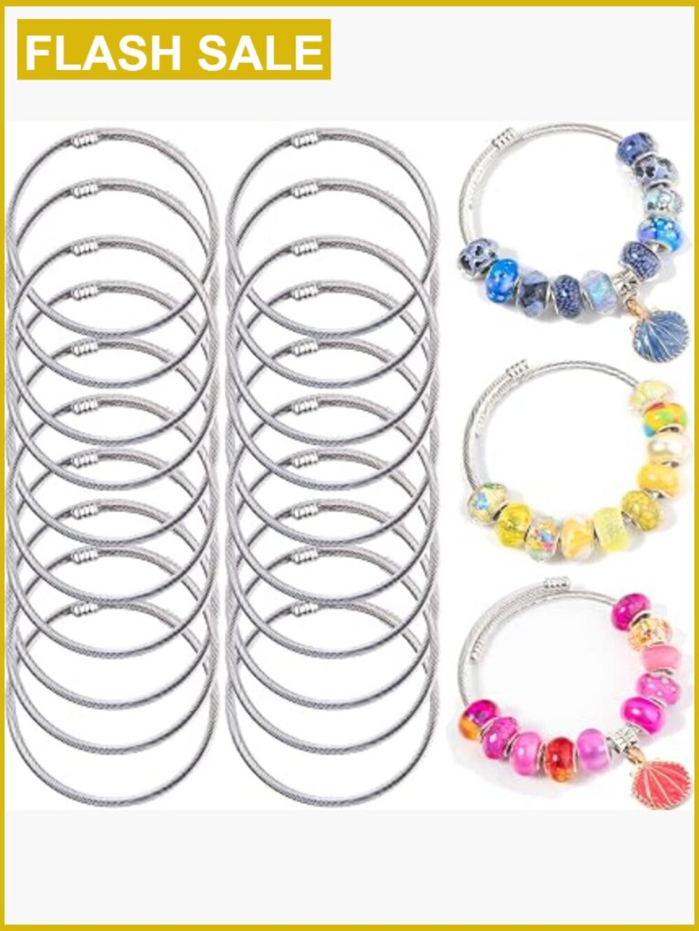 Set of 20 Snake Charm Bracelets Stainless Steel Adjustable DIY Friendship